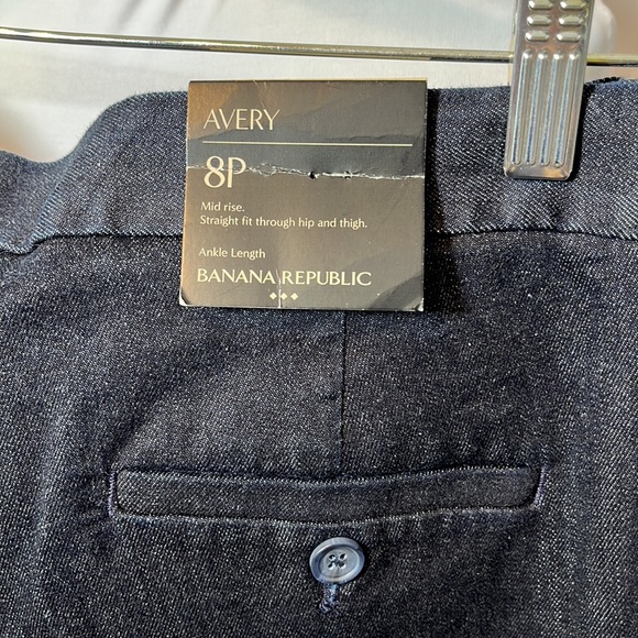 Banana Republic Avery Trouser Paper Bag Pants Ankle Dark Blue Denim SZ Petite 8 - Picture 6 of 11